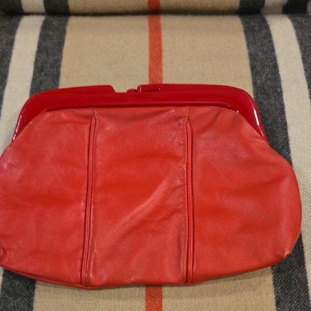 Fayva Vintage Red Leather Clutch Bag